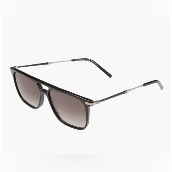 Salvatore Ferragamo Black Gradient Square Sunglasses - Picture 2 of 5